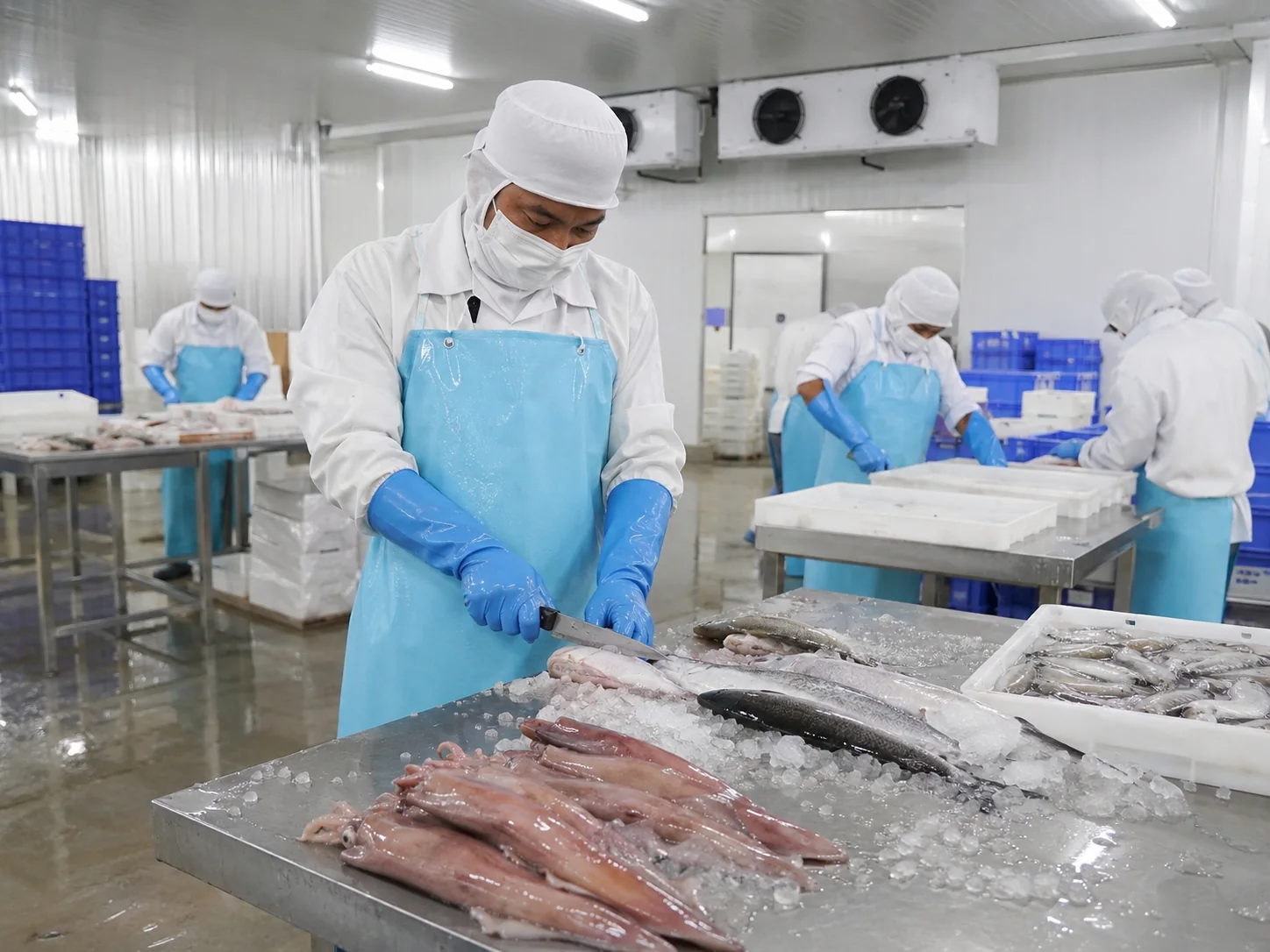 Seafood processing and export preparation
